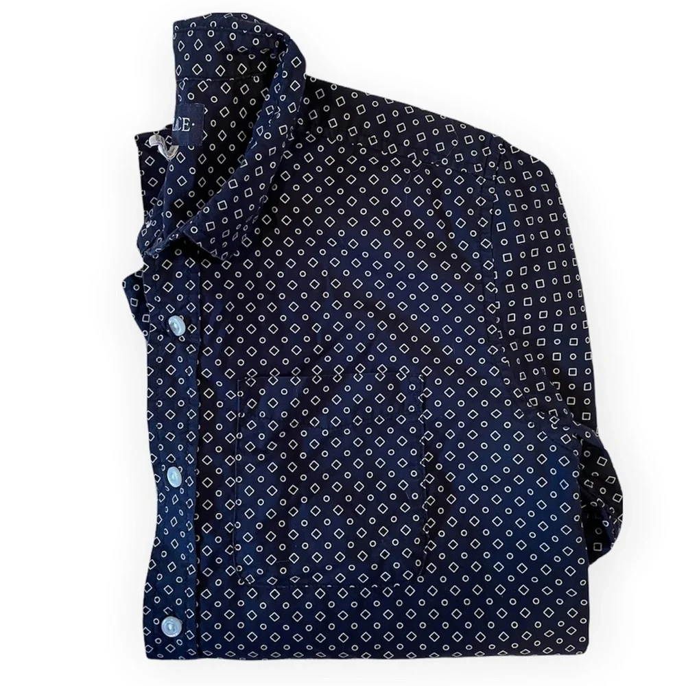 The Children’s Place Boy Woven Shirt Navy & White Triangle/Circles size 16 XXL